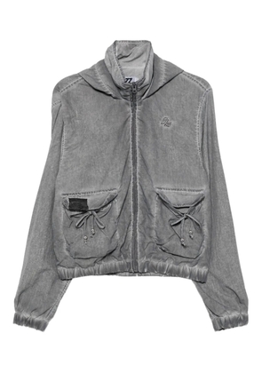 izzue bow-embellished hooded jacket - Grey