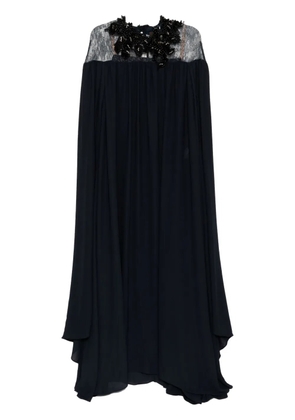 Biyan crepe cape long dress - Blue