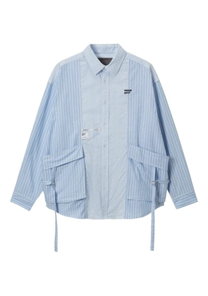 Musium Div. striped panelled shirt - Blue