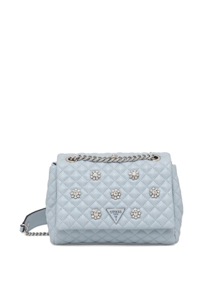 GUESS USA mini Everlee quilted floral-appliqué shoulder bag - Blue