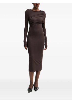 Aniye By Mavis draped long-sleeved midi dress - Brown