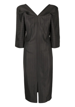 LITKOVSKA striped wool-silk dress - Grey