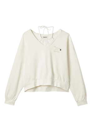 Musium Div. V-neck embroidered top - White