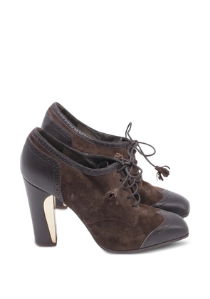 Ferragamo Pre-Owned lace-up brogue heeled pumps - Brown