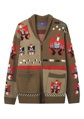 aftermaths intarsia-knit cardigan - Brown