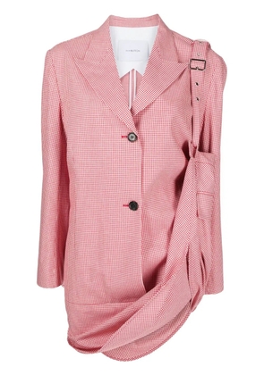 pushBUTTON check-print cotton dress - Red