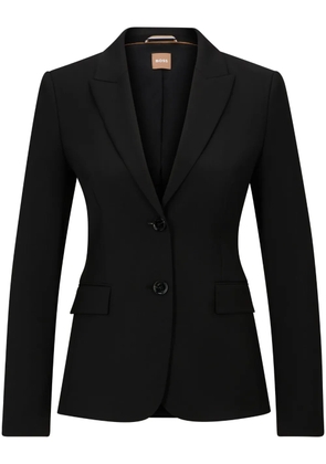BOSS notched-lapel wool blazer - Black