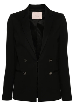 TWINSET logo-plaque crepe blazer - Black