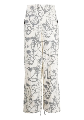 MCQ abstract-print straight-leg trousers - White