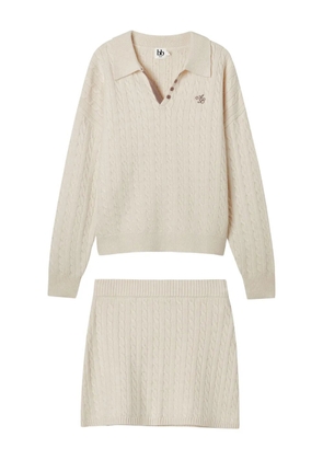 b+ab cable-knit buttoned all in one - Neutrals