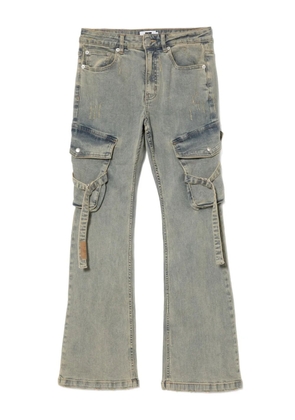 izzue logo-patch bootcut jeans - Blue