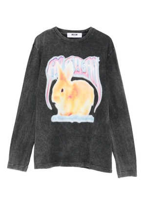 MSGM rabbit-print long-sleeve T-shirt - Grey