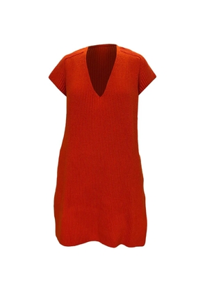 Hermès Pre-Owned knitted V-neck dress - Red