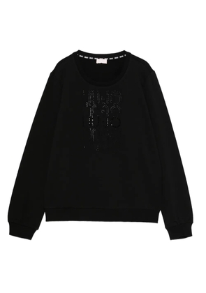 LIU JO rhinestone-logo sweater - Black