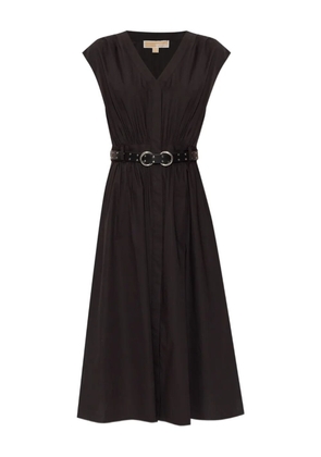 Michael Michael Kors belted poplin midi dress - Black