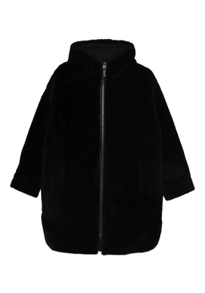 Yves Salomon hooded zip-fastening coat - Black
