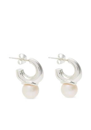 Sapir Bachar pearl huggie earrings - Silver