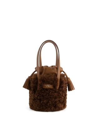 Giambattista Valli faux-fur bucket bag - Brown