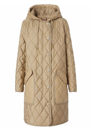 Burberry diamond-quilted hooded coat - Neutrals