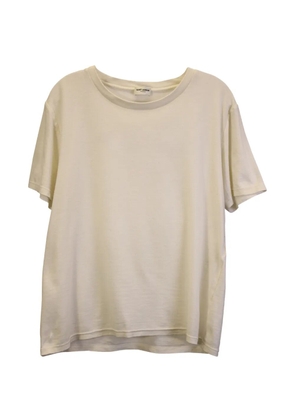 Saint Laurent Pre-Owned embroidered-logo T-shirt - Neutrals