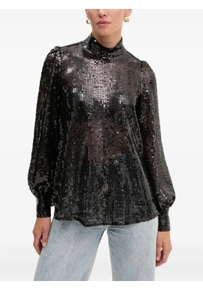 AllSaints Whitney sequin high-neck blouse - Black