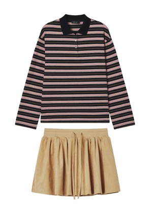 tout a coup striped polo shirt and mini skirt set - Neutrals