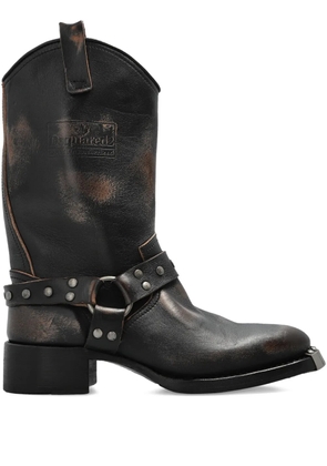DSQUARED2 studded leather biker boots - Black
