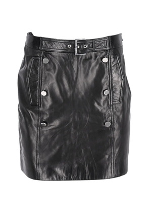 BOSS button-embellishment leather mini skirt - Black