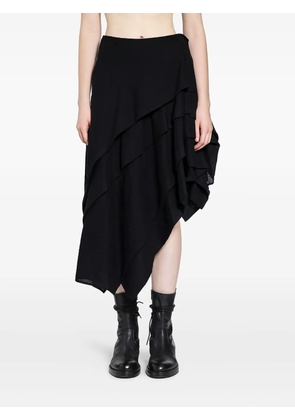 Yohji Yamamoto tucked stitched midi skirt - Black