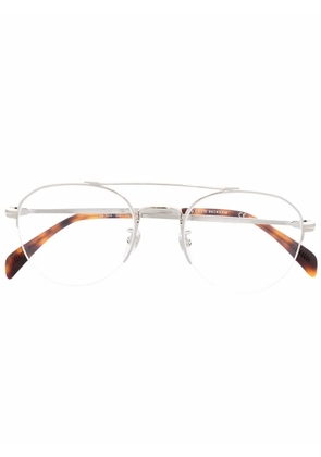 Eyewear by David Beckham tortoiseshell-effect pilot-frame glasses - Silver
