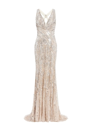 Jenny Packham Raquel sequin-embellished gown - Neutrals
