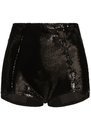 Dolce & Gabbana high-waisted sequinned shorts - Black