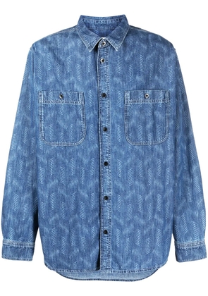 MARANT Bhelyn geometric-print denim shirt - Blue