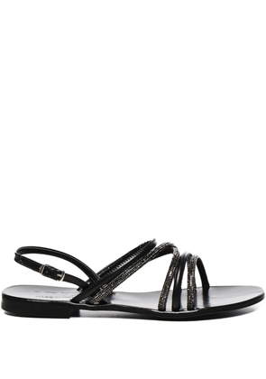 V°73 rhinestone-embellished flat sandals - Black