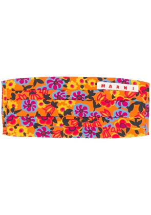 Marni floral print face mask - Orange
