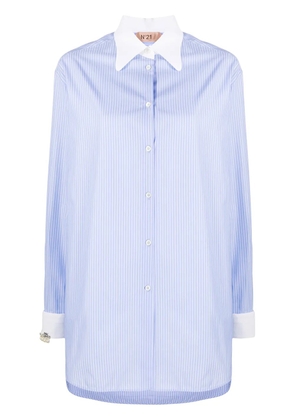 Nº21 pinstriped long-line shirt - Blue
