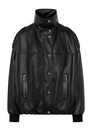 Halfboy snap-button leather jacket - Black