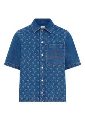 Marine Serre Moon-print denim shirt - Blue