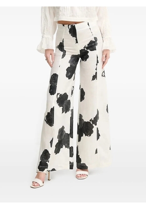 Liviana Conti rose-print palazzo pants - White