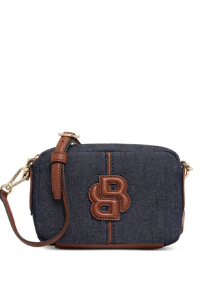 BOSS denim logo-plaque cross body bag - Blue