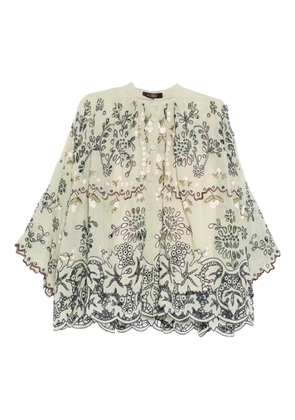 Biyan floral-embroidered shirt - Green