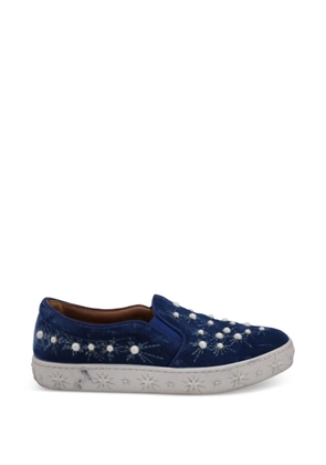 Aquazzura pearl-detail slip-on sneakers - Blue