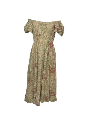 Ulla Johnson floral-print off-shoulder midi dress - Neutrals