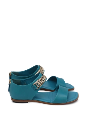 Tod's Vintage chain-detail leather sandals - Blue