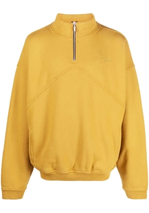 RHUDE logo-emboridered quarter-zip sweatshirt - Yellow