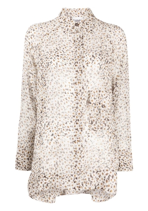 GANNI floral-print long-sleeve shirt - White