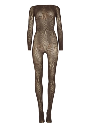 Wolford snake-pattern net catsuit - Brown