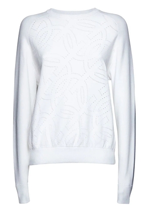 Ferragamo perforated crew neck jumper - White