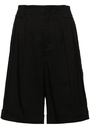 Lorena Antoniazzi pleat-detail linen blend shorts - Black