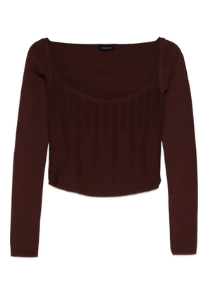 Mugler square-neck ribbed top - Red